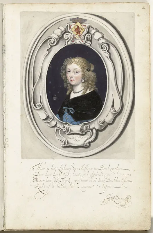Zelfportret van Gesina ter Borch in cartouche Wall Art by Unknown - High-Resolution Digital Print