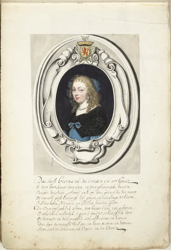 Zelfportret van Gesina ter Borch in een cartouche Wall Art by Henrik Jordis - High-Resolution Digital Print
