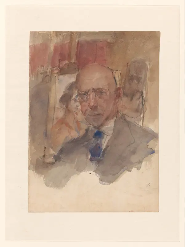 Zelfportret van Isaac Israels (onvoltooid) Wall Art by Isaac Israels - High-Resolution Digital Print