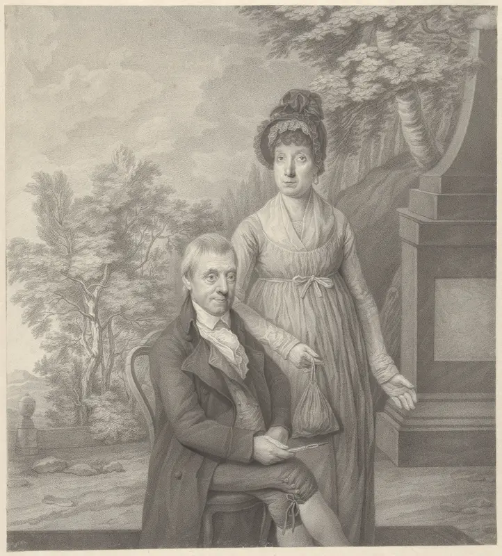 Zelfportret van Johannes Cornelis Mertens met zijn tweede echtgenote Helena Janszen Wall Art by Johannes Cornelis Mertens - High-Resolution Digital Print