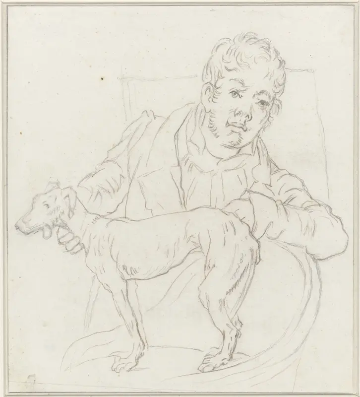 Zelfportret van Louis Moritz met hond Wall Art by Louis Moritz - High-Resolution Digital Print