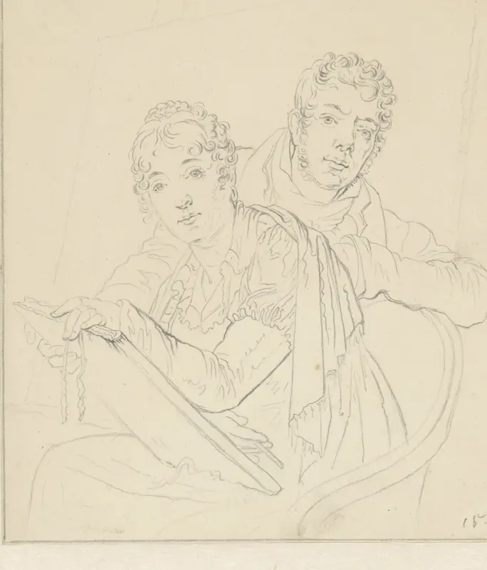 Zelfportret van Louis Moritz met zijn vrouw Anna Reijermans Wall Art by Louis Moritz - High-Resolution Digital Print