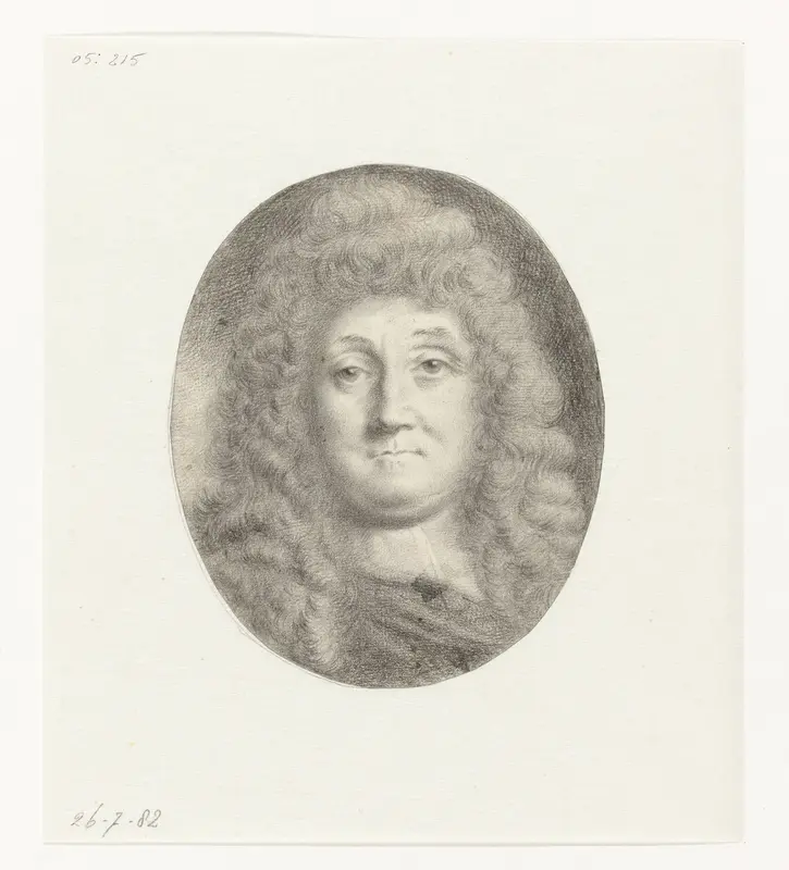 Zelfportret van Ludolf Bakhuysen, borstbeeld, nagenoeg en face Wall Art by Ludolf Bakhuysen - High-Resolution Digital Print