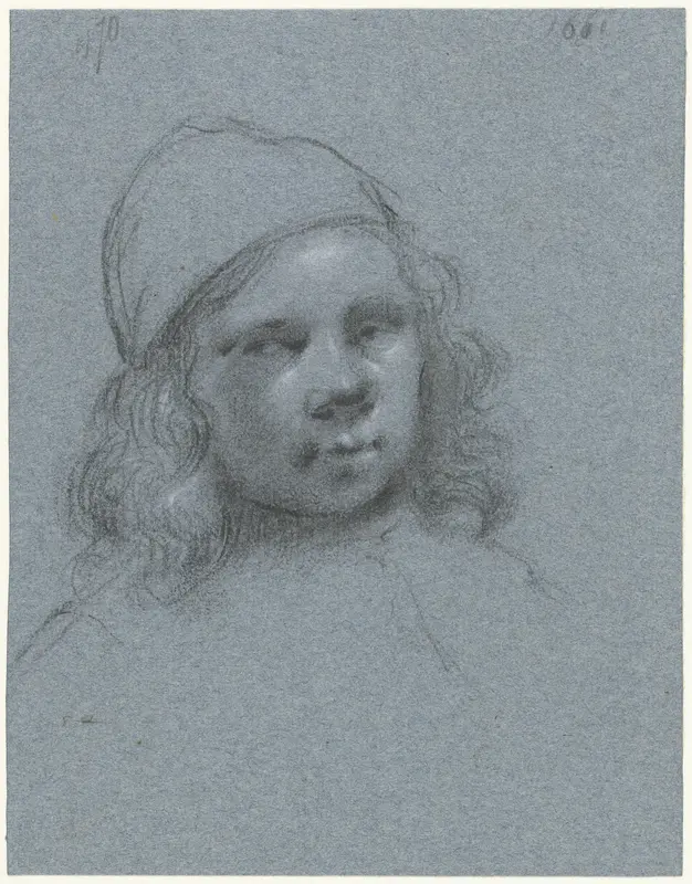 Zelfportret van Moses ter Borch met muts, naar rechts Wall Art by Unknown - High-Resolution Digital Print