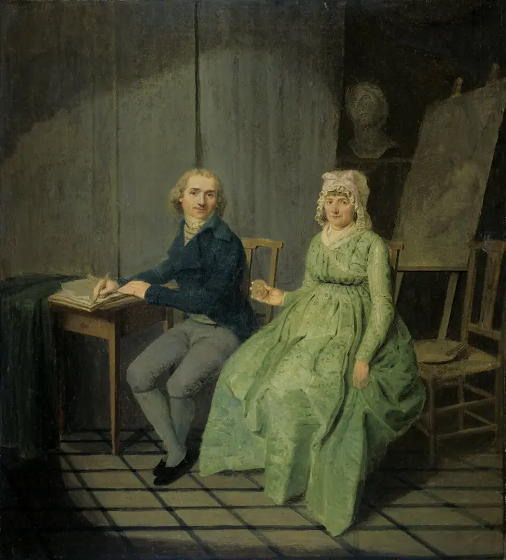 Zelfportret van Wybrand Hendriks (1744-1831), met zijn vrouw Agatha Ketel (1736-1802) Wall Art by Wybrand Hendriks - High-Resolution Digital Print
