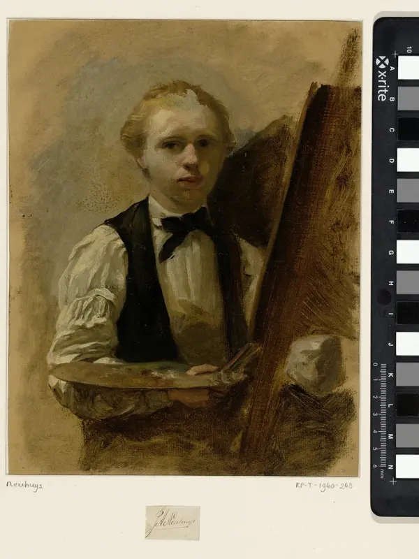 Zelfportret voor de ezel Wall Art by Albert Neuhuys (1844-1914) - High-Resolution Digital Print