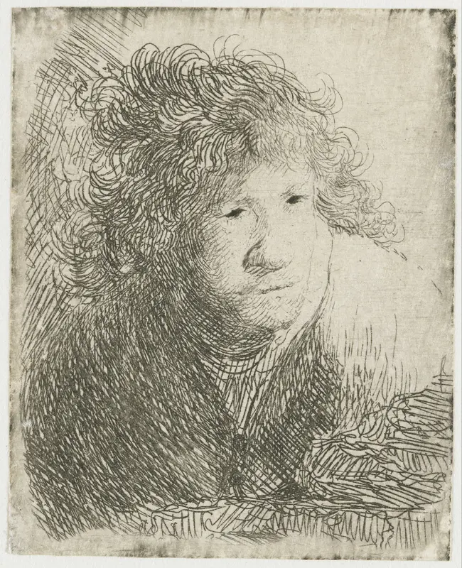 Zelfportret, voorover geleund Wall Art by Rembrandt van Rijn - High-Resolution Digital Print