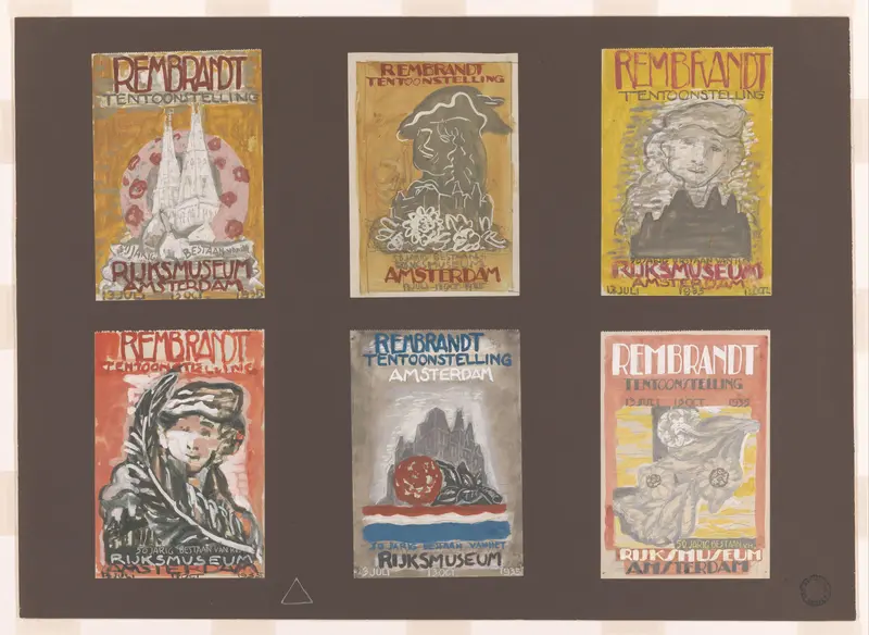 Zes affiches voor Rembrandt tentoonstelling (ontwerpen) Wall Art by Leo Gestel - High-Resolution Digital Print