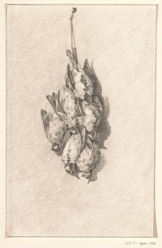 Zes dode vogeltjes aan een touw Wall Art by Jean Bernard - High-Resolution Digital Print