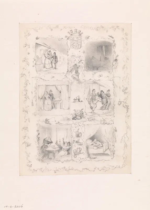 Zes kleine schetsjes Wall Art by Desiré Oscar Léopold von Franckenberg en Proschlitz - High-Resolution Digital Print