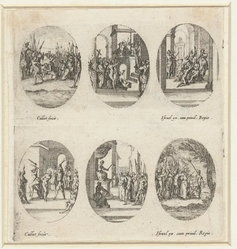 Zes Passiescènes: Kruisdraging, Christus aan het volk getoond (Ecce homo), Doornenkroning, Geseling, Christus voor Pilatus, Gevangenneming Wall Art by Unknown - High-Resolution Digital Print