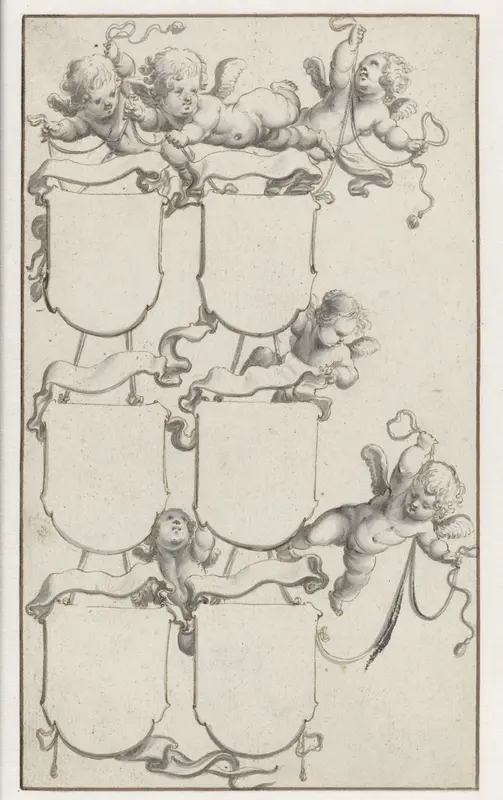 Zes putti met wapenschilden Wall Art by Pieter Jansz - High-Resolution Digital Print