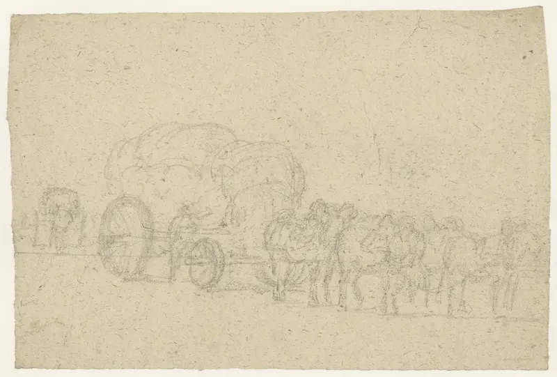 Zes span paarden voor een hoog opgeladen vrachtwagen Wall Art by Georges Michel - High-Resolution Digital Print