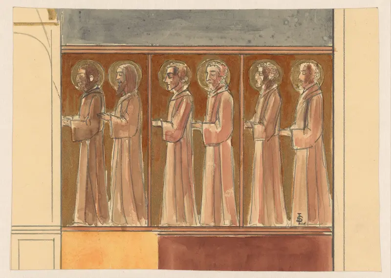 Zes staande biddende heiligen Wall Art by Unknown - High-Resolution Digital Print