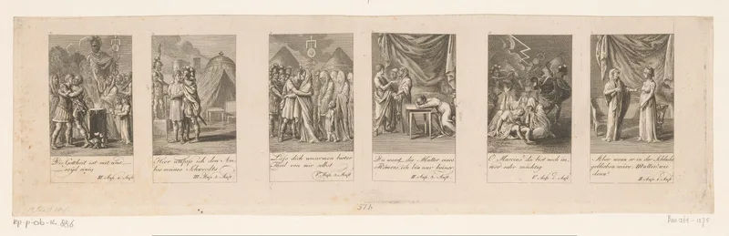 Zes voorstellingen uit Shakespeares Coriolan Wall Art by Johann Georg Berenberg - High-Resolution Digital Print