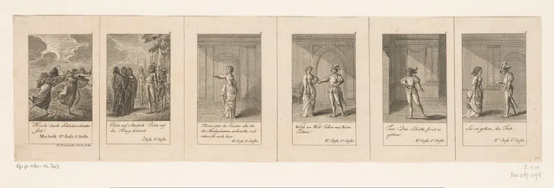 Zes voorstellingen uit Shakespeares Macbeth Wall Art by Unknown artist - High-Resolution Digital Print