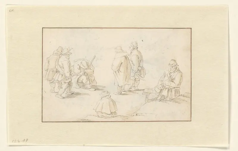 Zeven mannen, staand, zittend en lopend Wall Art by Herman Saftleven - High-Resolution Digital Print