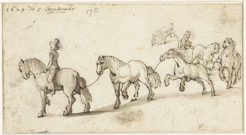 Zeven paarden op een rij Wall Art by Gerard ter Borch (II) - High-Resolution Digital Print