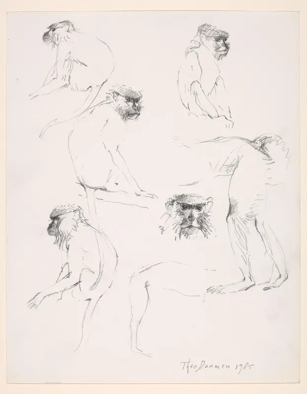 Zeven rhesusapen Wall Art by Unknown - High-Resolution Digital Print