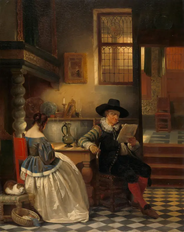 Zeventiende-eeuws binnenhuis Wall Art by Henri Leys (baron) - High-Resolution Digital Print