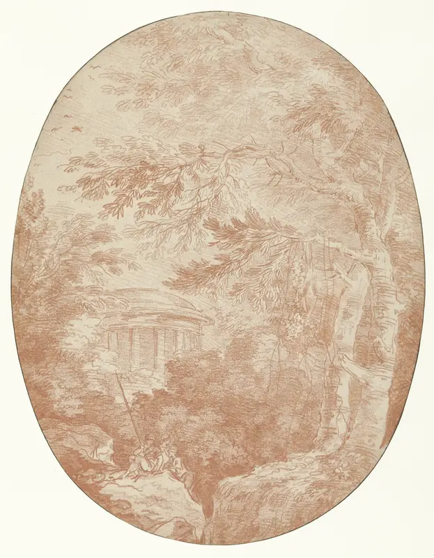 Zicht op de Temple de la Pieté Filiale in Parc de Méréville Wall Art by Hubert Robert - High-Resolution Digital Print