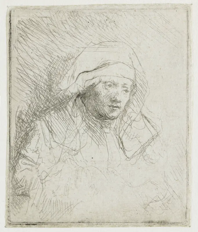 Zieke vrouw met een grote witte hoofddoek Wall Art by Rembrandt van Rijn - High-Resolution Digital Print