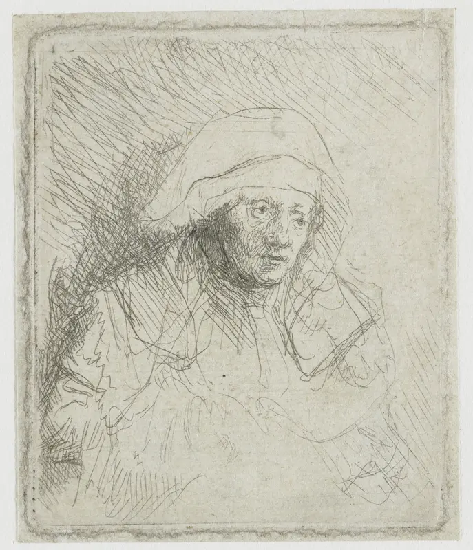 Zieke vrouw met een witte hoofddoek (Saskia) Wall Art by Rembrandt van Rijn - High-Resolution Digital Print