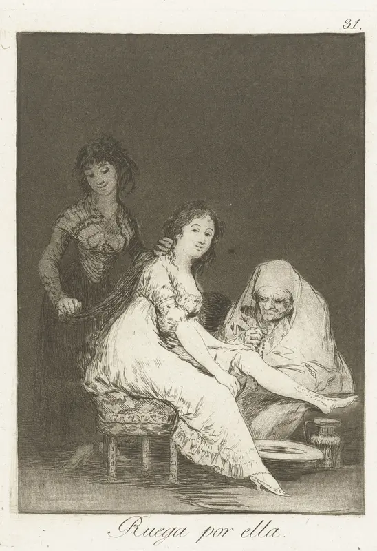 Zij bidt voor haar Wall Art by Francisco de Goya - High-Resolution Digital Print