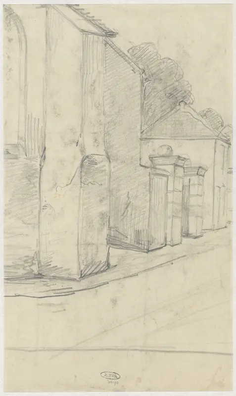 Zijaanzicht van een kerk met een poort Wall Art by Johannes Abraham Mondt - High-Resolution Digital Print