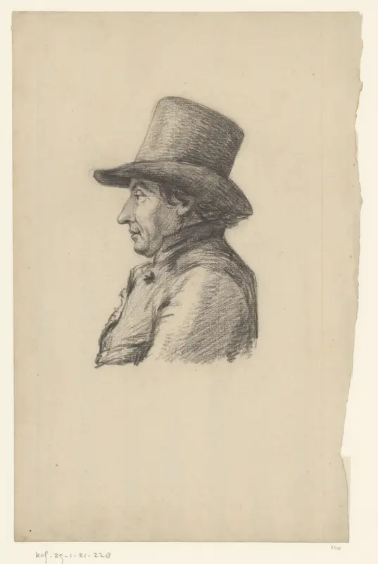 Zijaanzicht van een man met hoge hoed, mogelijk een zelfportret Wall Art by Jean Bernard - High-Resolution Digital Print
