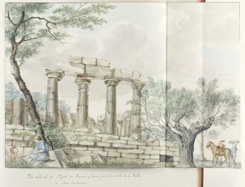 Zijgevel van tempel van Juno Lucina Wall Art by Louis Ducros - High-Resolution Digital Print