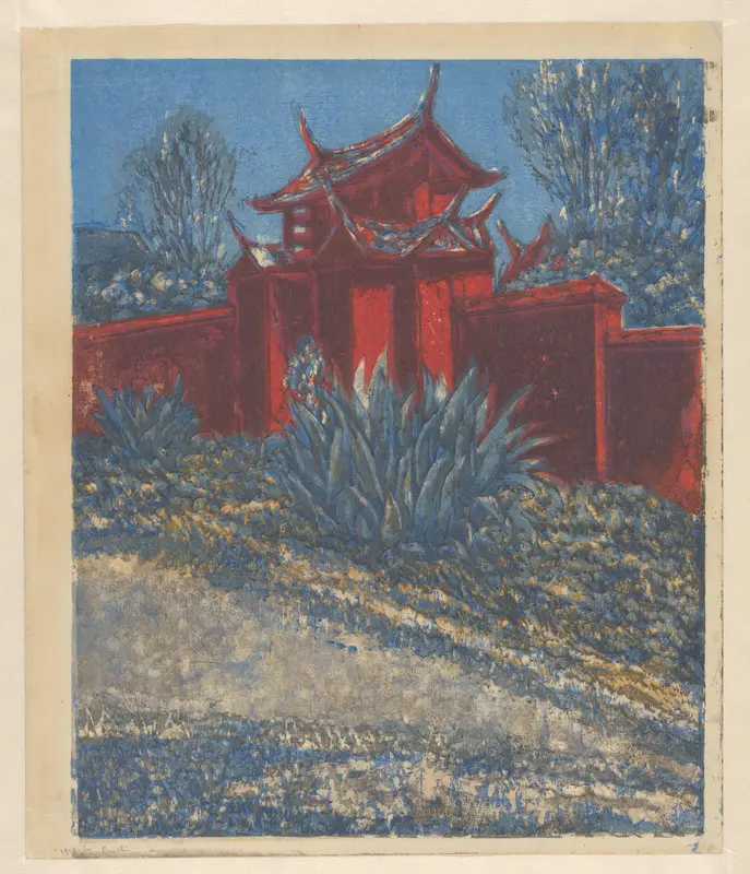 Zijpoort van de Confuciustempel in Tainan (Taiwan) Wall Art by Onchi Kōshirō - High-Resolution Digital Print