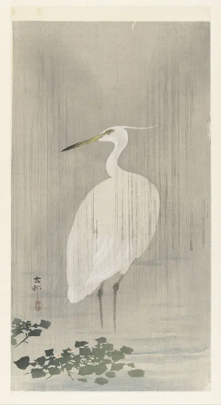 Zilverreiger in regen Wall Art by Unknown - High-Resolution Digital Print