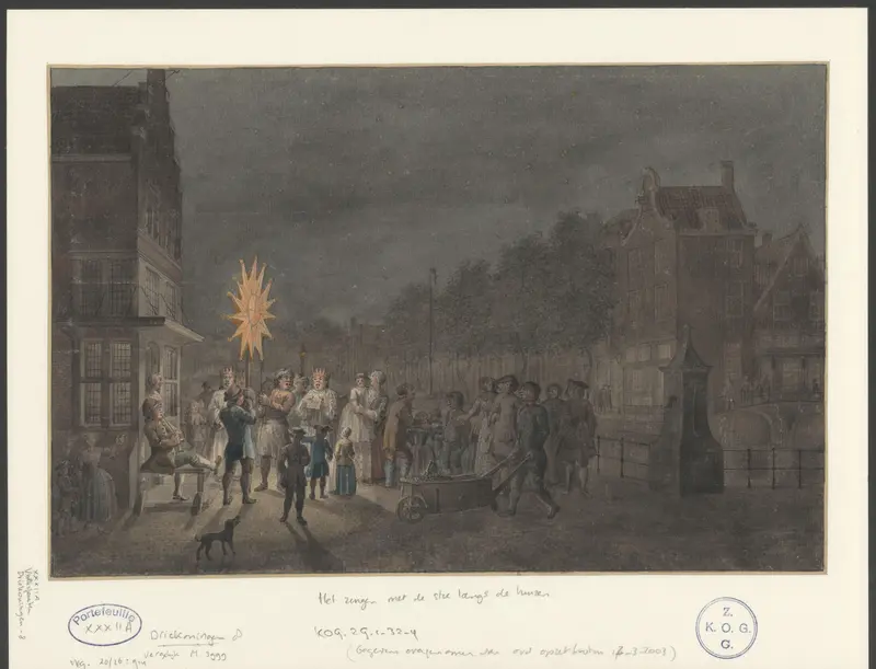 Zingen met de ster langs huizen Wall Art by anonymous - High-Resolution Digital Print
