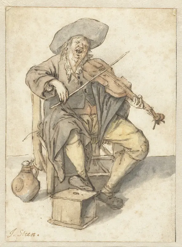 Zingende vioolspeler Wall Art by Jan Havicksz. Steen - High-Resolution Digital Print