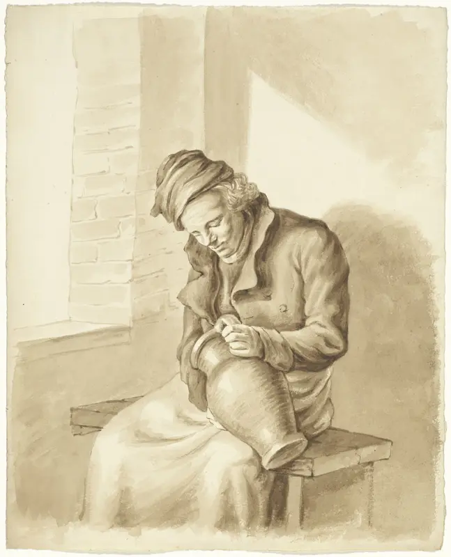 Zittend man met een kruik Wall Art by Pieter van Loon - High-Resolution Digital Print