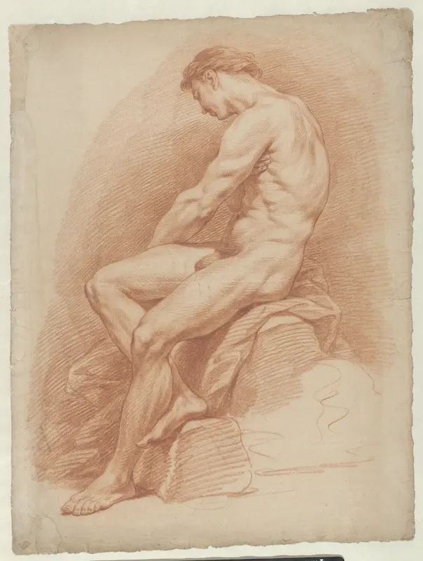 Zittend mannelijk naakt Wall Art by Cornelis Joseph d' Heur - High-Resolution Digital Print