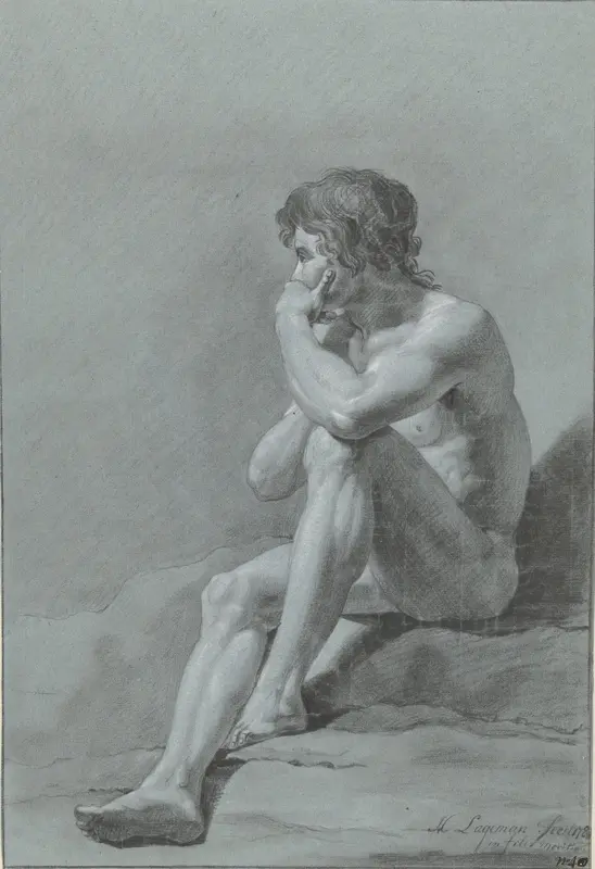 Zittend mannelijk naakt Wall Art by Hendrik Lageman - High-Resolution Digital Print