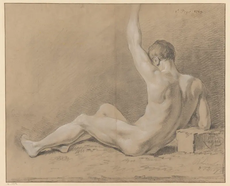 zittend mannelijk naakt, op de rug gezien (1e prijs 1769) Wall Art by Willem Joseph Laquy - High-Resolution Digital Print