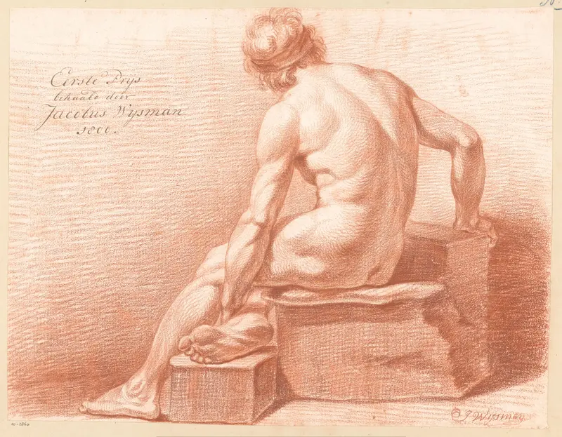 Zittend mannelijk naakt, op de rug gezien (1e prijs 1800) Wall Art by Jacobus Wijsman - High-Resolution Digital Print