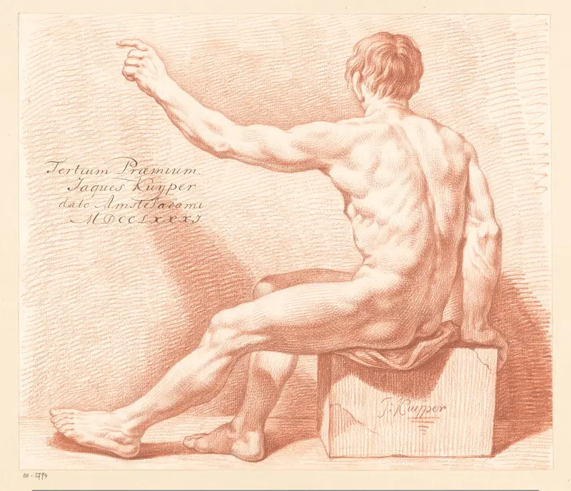 Zittend mannelijk naakt, op de rug gezien (3e prijs 1781) Wall Art by Jacques Kuyper - High-Resolution Digital Print
