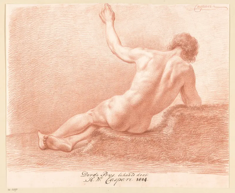 Zittend mannelijk naakt, op de rug gezien (3e prijs 1804) Wall Art by Hendrik Willem Caspari - High-Resolution Digital Print