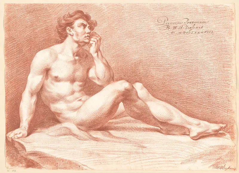Zittend mannelijk naakt, van opzij gezien (1e prijs 1788) Wall Art by Bartholomeus Ziesenis - High-Resolution Digital Print