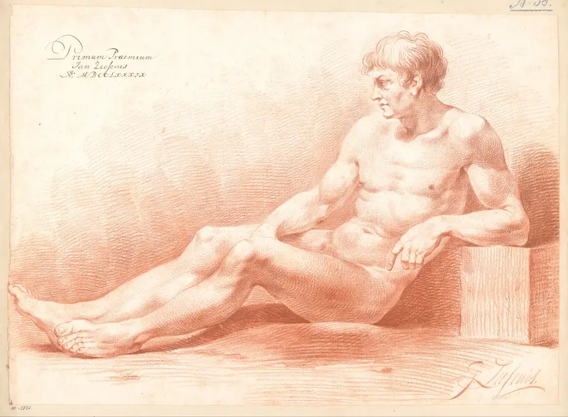Zittend mannelijk naakt, van opzij gezien (1e prijs 1789) Wall Art by Johannes Ziesenis - High-Resolution Digital Print