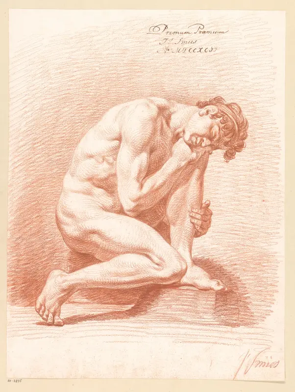 Zittend mannelijk naakt, van opzij gezien (1e prijs 1792) Wall Art by Jacob Smies - High-Resolution Digital Print