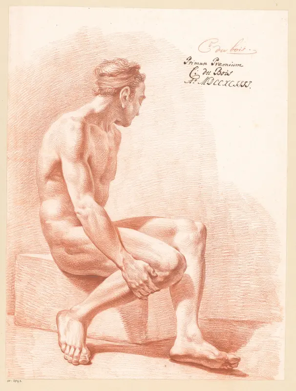 Zittend mannelijk naakt, van opzij gezien (1e prijs 1794) Wall Art by Chrétien Dubois - High-Resolution Digital Print