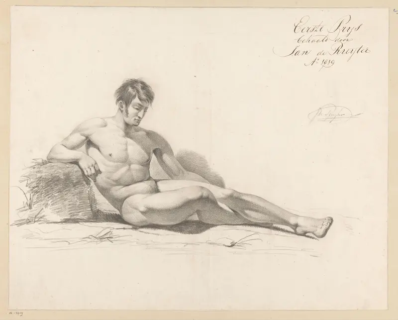 Zittend mannelijk naakt, van opzij gezien (1e prijs 1819) Wall Art by Jan de Ruyter (II) - High-Resolution Digital Print
