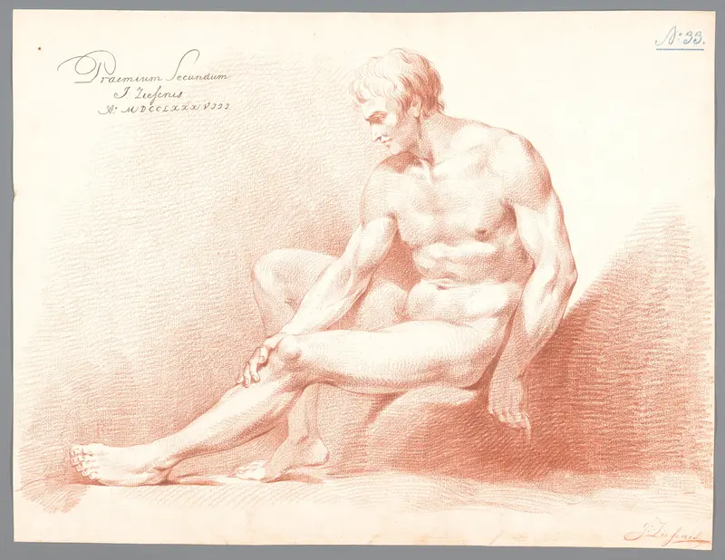 Zittend mannelijk naakt, van opzij gezien (2e prijs 1788) Wall Art by Johannes Ziesenis - High-Resolution Digital Print