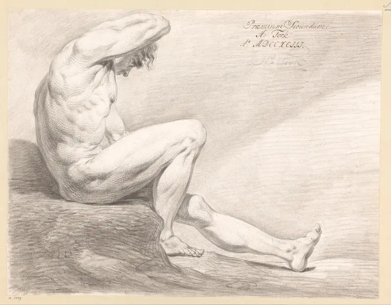 Zittend mannelijk naakt, van opzij gezien (2e prijs 1793) Wall Art by Hermanus Fock - High-Resolution Digital Print