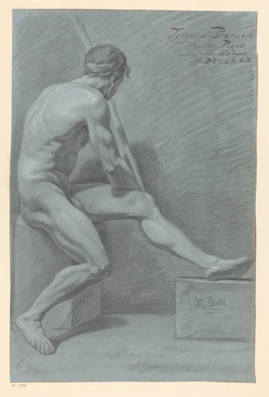 Zittend mannelijk naakt, van opzij gezien (3e prijs 1780) Wall Art by Wouda Piera - High-Resolution Digital Print